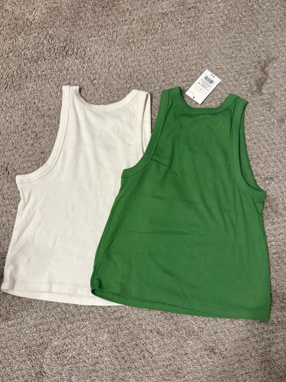a new day White and Green Womens Tank Tops with Embroideries - Picture 5 of 5